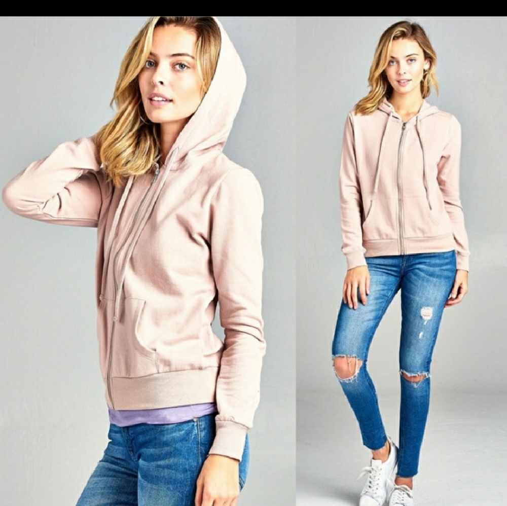 Blush colored hooded jacket